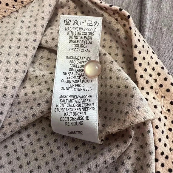 Adrianna Papell Women's Light Pink Polka Dot Smocked Ruffle Blouse M - Picture 6 of 7